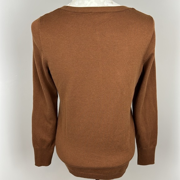 Talbots brown sweater Lightweight scoopneck chevron pattern Size Small petite - Picture 8 of 13